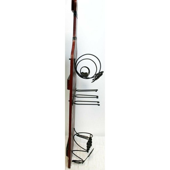 Wooden Wine Bottle Holder Glasses Red 2006 Wall Hanging 30" Tall - Picture 10 of 10